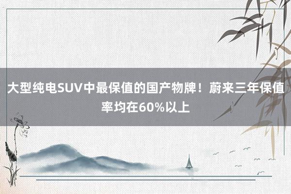 大型纯电SUV中最保值的国产物牌！蔚来三年保值率均在60%以上