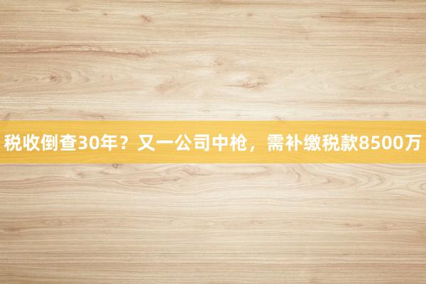 税收倒查30年？又一公司中枪，需补缴税款8500万