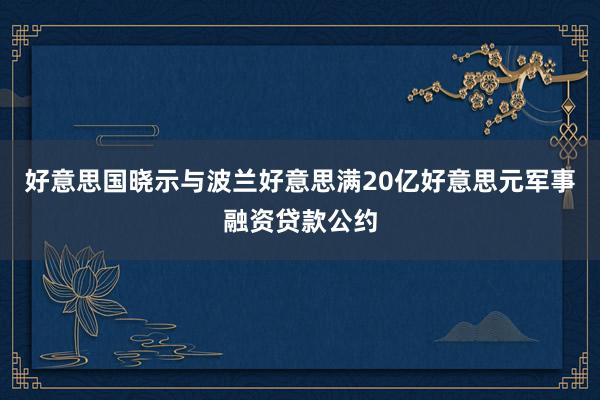 好意思国晓示与波兰好意思满20亿好意思元军事融资贷款公约