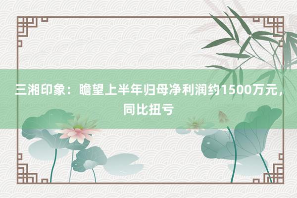 三湘印象：瞻望上半年归母净利润约1500万元，同比扭亏