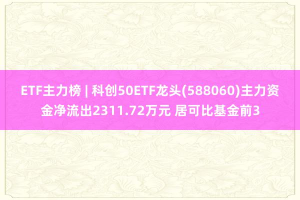 ETF主力榜 | 科创50ETF龙头(588060)主力资金净流出2311.72万元 居可比基金前3