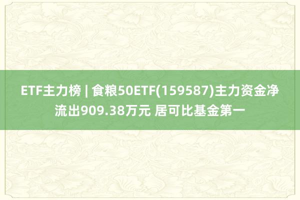 ETF主力榜 | 食粮50ETF(159587)主力资金净流出909.38万元 居可比基金第一