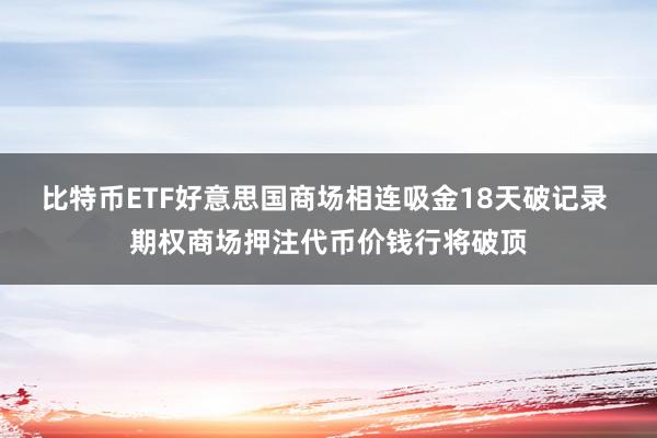 比特币ETF好意思国商场相连吸金18天破记录 期权商场押注代币价钱行将破顶