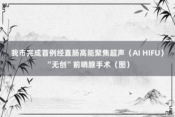 我市完成首例经直肠高能聚焦超声（AI HIFU）“无创”前哨腺手术（图）